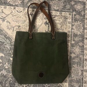 Le Papillon Green Canvas Tote Bag